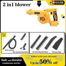 Coofix 송풍 및 흡착 나뭇잎 먼지 흡진기 무선 터보 바람총 정원 청소 청결 공기 송풍기 Makita 21V 배, 02 Host only_02 EU