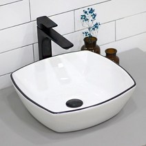 YJ-9118 블랙라인 도기볼세면기 탑볼세면기세면대 세면기 세면볼 도기볼, CH 엔틱블랙 유리볼 자동폽업, P트랩(벽배수) 32cm