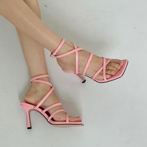 스퀘어 글레디에이터 스트랩 샌들힐 하이힙굽 샌들 3컬러 (9cm)