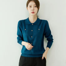 블루종 블루종 큐빅버튼 스티치 카라넥 니트_B2211KN212D