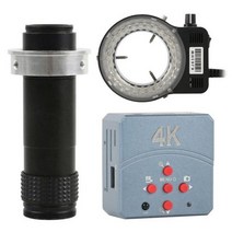 48MP 4K 1080P HDMI USB 산업용 비디오 디지털 현미경 카메라 납땜용 130X 줌 C 마운트 렌즈 캔틸레버 브래킷, Camera Lens and LED