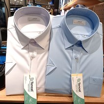 맨하탄셔츠 NC서면점 #2가지컬러 #텐셀소재 # 가격인하 반팔 구김없는 편한 사방스판 텐셀소재 [화이트(25M1012)/블루(25M1022)] 일반핏 셔츠