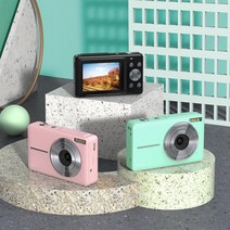 감성 미러리스 카메라 1080p 브이로그 입문자용 디지털 독일 유튜버 미니 디카 풀프레임 레트로 빈티지, 단일사이즈, 그린 스탠다드 + 배터리