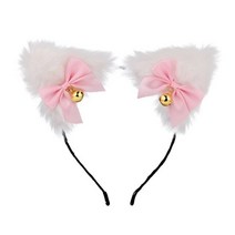 Fresh Style Women Students Photoshoot Hairband with Mini Bell Decor Ears Multi Color Hoop M6CD, 01 White