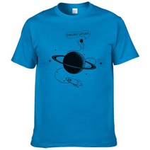 토성관측 천체 망원경우주 비행사 탐험 토성 티셔츠 남성 여름 반팔 패션 코튼 쿨 탑 브랜드 의류 226, 09 blue_06 XXL