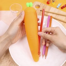 기타 바보사랑[갓샵]아삭아삭 당근 필통 파우치 실리콘 야채 채소 인싸템, 1개