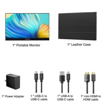휴대용모니터 포터블 보조 17.3 인치 2k uhd 휴대용 모니터 25601440 듀얼, 가죽 케이스 포함, jp 플러그