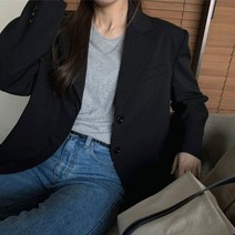 [비즈로그인]기본 세미 오버핏 블레이져 자켓 2color