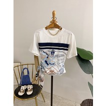 허니제이 / 레미르 실키 나염 옆리본 반팔 티셔츠(3color)