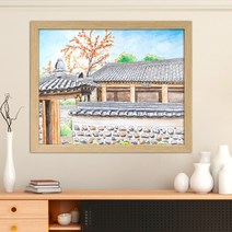 나봄갤러리 감나무와 기와집 4 감그림 감나무 액자 사업장추천그림, 3.내츄럴 액자, 1개