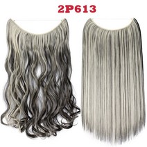 붙임머리 앞머리가발 HAIRRO-20 인치 웨이브 헤어 익스텐션 옴브레 블론드 블랙 합성 자연 숨겨진 비밀 가, 02 Straight-20inch, 18 2P613