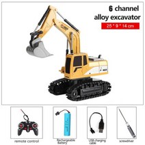 RC장난감 RC 장난감 소년을 위한 자동차 원격 제어 라디오 굴삭기 덤프 트럭 불도저 전기 선물, 6CHExcavator