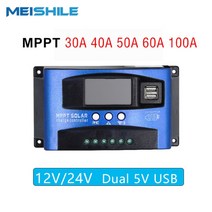 레귤레이터 옥토퍼스 호흡기 10A-100A MPPT 태양 컨트롤러 PWM 배터리 충전기 12V 24V 자동 LCD 디스플레이 듀얼 USB 5V 출력 전지 패널, CHINA, 40A