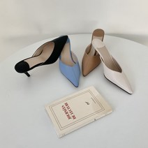 여자 스틸레토 절개라인 브이컷 샌들 뮬 힐 슬리퍼 하이힐 7cm