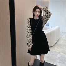 여성 벨벳 원피스 긴팔 롱 원피스 춘추용 WZB