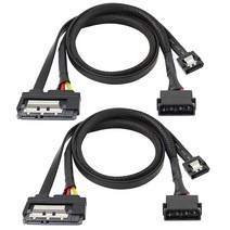 2 PCS SATA 6G 데이터 케이블 SATA POWER 2-IN-1 연장 코드 LP4 IDE ~ SATA 15P 여성 직렬 ATA III 7 핀 여성, 하나, 보여진 바와 같이