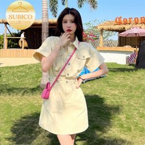 데님 원피스 청 스커트 키치룩 빅카라 바캉스룩 롱 보라카이 브이넥 괌