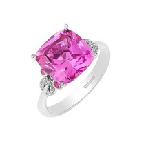 [정품] Jewelili Disney Jewels Mickey Mouse Created Pink Sapphire Cocktail Ring with 1/10 CTTW Diamonds