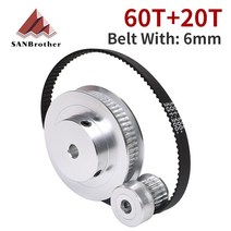 타이밍 벨트 풀리 타이밍 벨트 풀리 gt2 60teeth 20teeth 감소 3:11:3 키트 3d 프린터 액세서리 벨트 너비 6mm 보어 5810mm 호환용, 20t6.35 - 60t5, 다른 모델