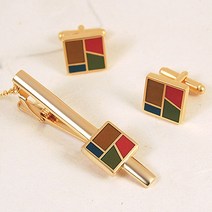 [IL∃7] (카라빈)문양넥타이핀 커프스set- 조각보 남성용세트 남성용_E∃8260eA