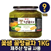 꽃샘 꿀청귤차 1kg 액상차 과일청 홈카페 액상 농축액 에이드 청 차 마시는 음료 사무실 탕비실, 9병, 꽃샘 꿀청귤차 x 1kg