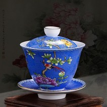 삼천리 무궁화 빈티지 도자기 찻잔, 보석블루, 1개