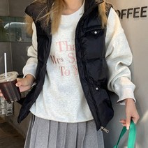 네모엔룩 여성용 덕다운하이넥 스터드 찡 절개 포켓 오리털 패딩 조끼 베스트 NL