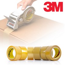 3M 372KS 박스테이프 40M 5개입 OPP 택배 포장 투명 황색 이사 미색 포장용, 투명 70m (5EA)