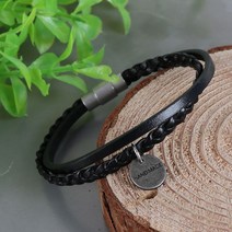 안나지 AB27 루카스 팔찌 레이어드 가죽 커플 두줄 뱅글 여자 남자 패션 악세사리