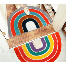 반원형 무지개 러그 발 매트 닦개 미니 빅사이즈 욕실 현관 아이방 극세사 부드러운 주방 도어 파스텔 건식, 물고가 사각 발매트, 네이비(65cmX45cm)