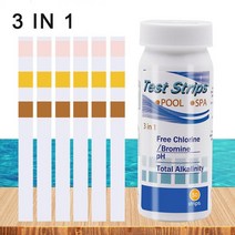50 pcs 수질 3456-in-1 수영장 테스트 용지 잔류 염소 ph 값 알칼리도 경도 테스트 스트립 병, a