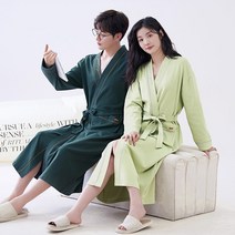 3초샤워가운 커플 잠옷 여성 목욕 가운 성인 순면 가을 2023 새로운 면화 남성 긴 드레싱, 18. 여자M이 남자XL YP9601 커플세트 증정