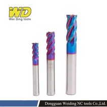 엔드 밀 1mm 2mm 3mm 4mm 5mm 6mm 8mm 12mm 4 플루트 초경 텅스텐 스틸 블루 코팅 밀링 커터 CNC 절삭 공구, [16] 20X20DX100, 1개