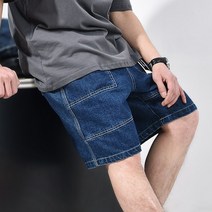 레트로 남성 데님 반바지 여름 루즈 스트레이트 팬츠