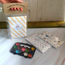 [사과나무답례품]유치원 물감 선물 어린이집 생일답례품 입학 졸업 종업식 선물 어린이집 고급 친구 선물-(12색 물감 팔레트+붓+색칠공부) 선물 크리스마스 선물, 도트땡땡이+손잡이