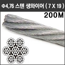 마녹스 스텐와이어 4.76mm 100m 4.76파이 SUS 스텐레스와이어 스덴 스뎅 와이어로프 철사 철선 선 줄 와이어액자걸이