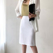 네모엔룩 시원한 썸머 오피스룩 데일리린넨 H라인 미디 스커트
