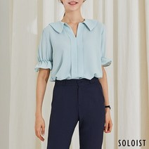 [솔로이스트] 슬릿넥 플랫칼라 쉬폰 블라우스 SADK2154