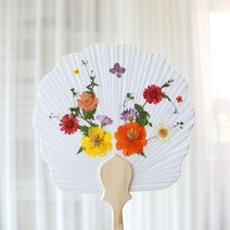 체크스토리 압화부채만들기 부채만들기 만들기세트 교구 공예, 1개, 16.상큼한오렌지-연엽선(1세트)