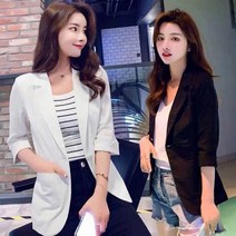 여성 여름 결혼하객 20 30대 세미정장 슬림핏 마이 면접 출근 7부 흰자켓