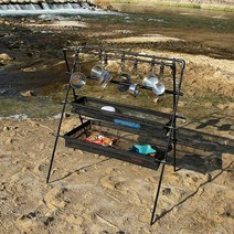 접이식 캠핑 캠핑용 식기 그릇 건조망 건조대 정리, 대형 더블 레이어 더블폴 +12개 후크