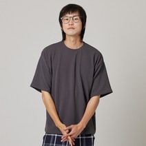 남녀공용 라운드 링클프리 리버풀 차콜 반팔 티셔츠