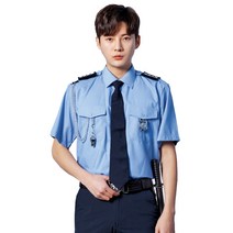 유니보스 UBS681 경비복 반팔 여름 하계 근무 셔츠 스카이블루, 110, 사이즈:110