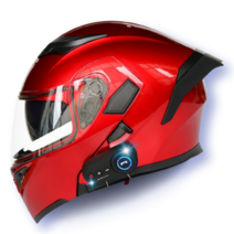 킥커머스 초경량 블루투스 풀페이스 시스템 오토바이헬멧 하이바 바이크 헬멧, L, 베이직레드