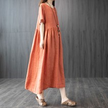 여성 린넨 원피스 오버핏 a라인 캐주얼 여자 봄 여름 가을 반팔 롱원피스 2023 linen dress women XK0123