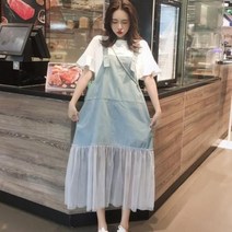 C.ONLIE SHOP랄프랄프샵 2019데님멜빵 스트랩 샤 드레스(리브티셔 원피스 하객룩 하객원피스