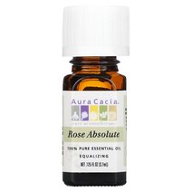 Aura Cacia 100% 퓨어 에센셜 오일 로즈 앱솔루트 0.125fl oz(3.7ml)
