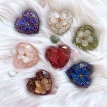 꽃 하트 오르고나이트 전자파 차단 치유 오르곤 에너지 힐링, 페리도트