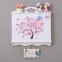 배전함가리개 인터폰 두꺼비집 커버 배전반 누전함 나만의집 꾸미기 미니멀라이프 신박한 정리, 캐비닛 공간의 깊이는 5cm 두께입니다. + 핑크 프린트 포춘 트리 + 간편한 조립 (상자에 장식 없음)