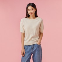 [JAJU/자주] 여 워셔블 반팔 니트_아이보리